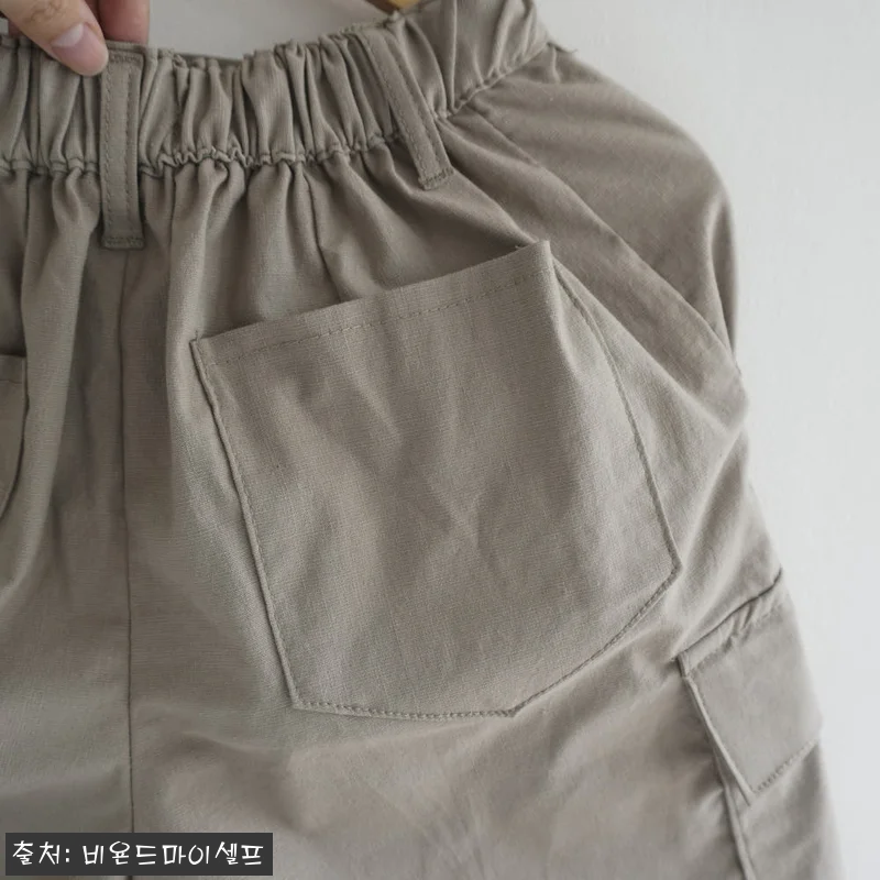남자 린넨 하프 밴딩 카고 반바지 5 관련 이미지 2