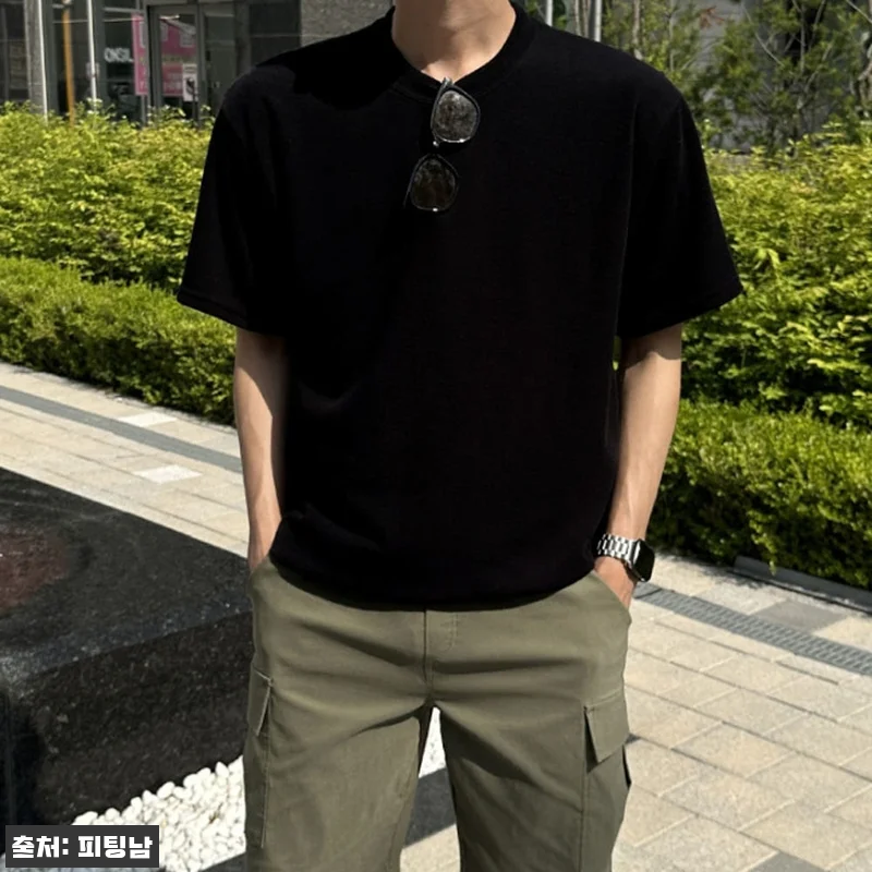 1+1 남자 캠프 여름 오버핏 얇은 아이스 쿨 반팔 니트, 3만원대 여름 코디 이슈템 체크 14 1+1 남자 캠프 여름 오버핏 얇은 관련 이미지 2