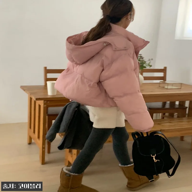 오버핏 오리털 크롭 패딩 후드 핑크, 관련 이미지 3