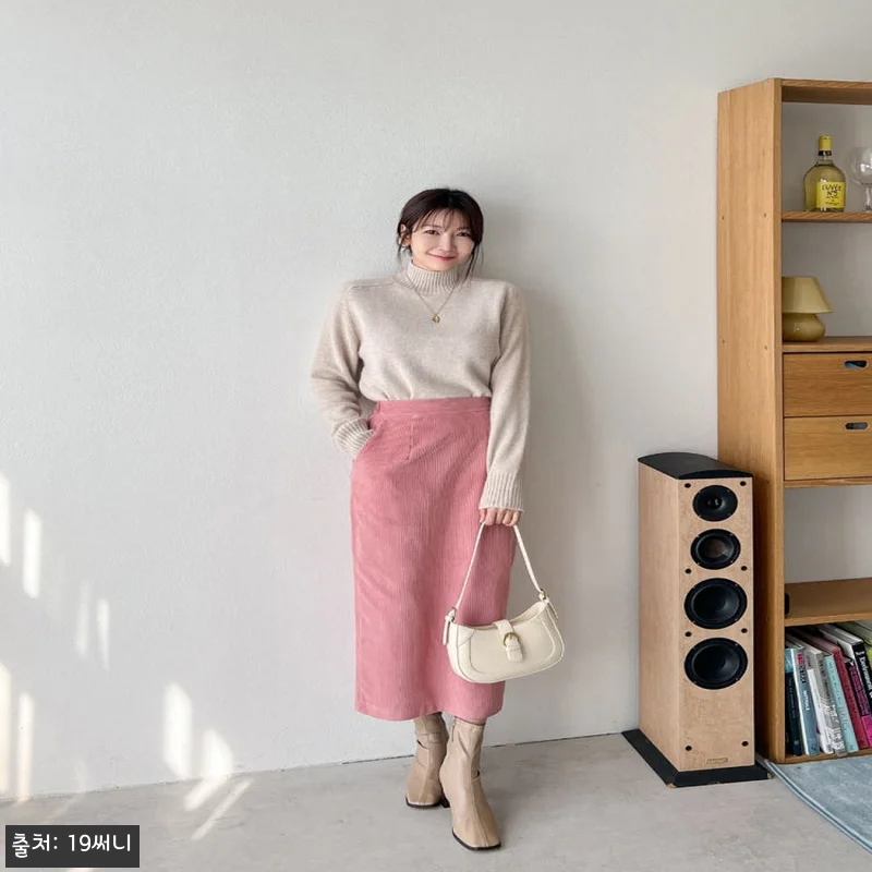 여성 코듀로이 롱 스커트 H라인 하이웨스트 뒷밴딩 뒷트임, 겨울 핑크 스커트로 눈여겨볼 이슈템 11 여성 코듀로이 롱 스커트 H라인 하이 관련 이미지 3
