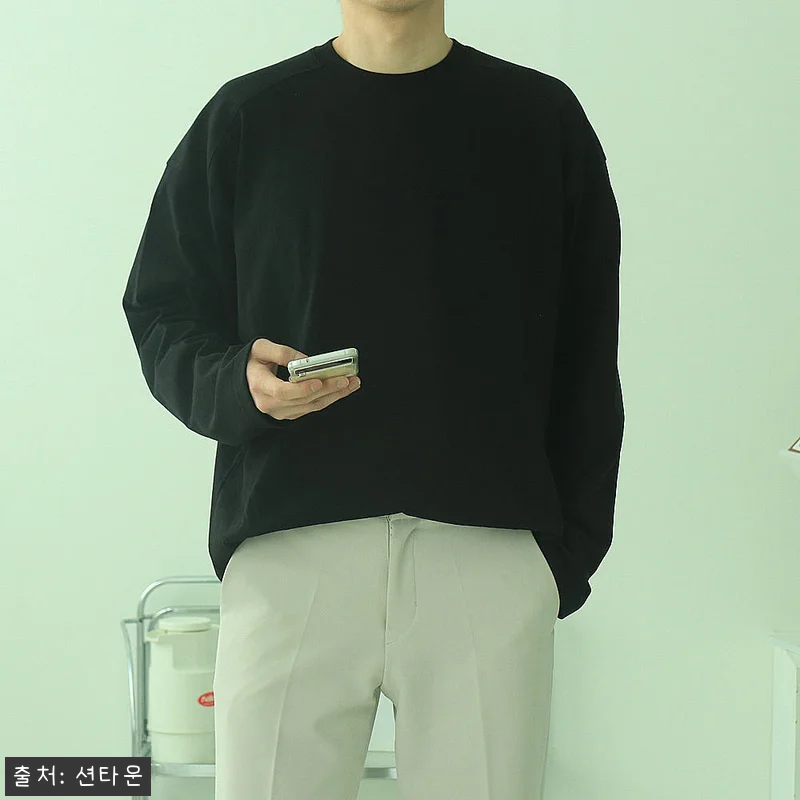 남자긴팔티 오버핏 피그먼트 이너 티셔 관련 이미지 3