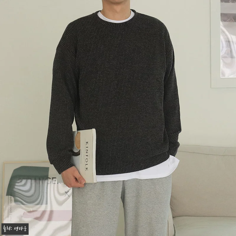 남자봄니트 오버핏 골지 커플니트 남자 관련 이미지 3