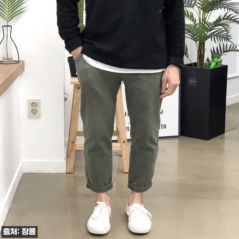 남자 면바지 빅사이즈 반밴딩 슬림 테 관련 이미지 3