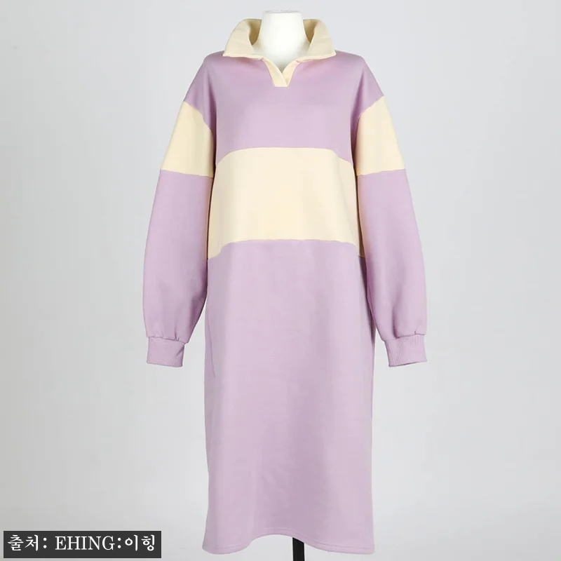 컬러배색 카라 기모롱원피스, 겨울 홈 관련 이미지 4