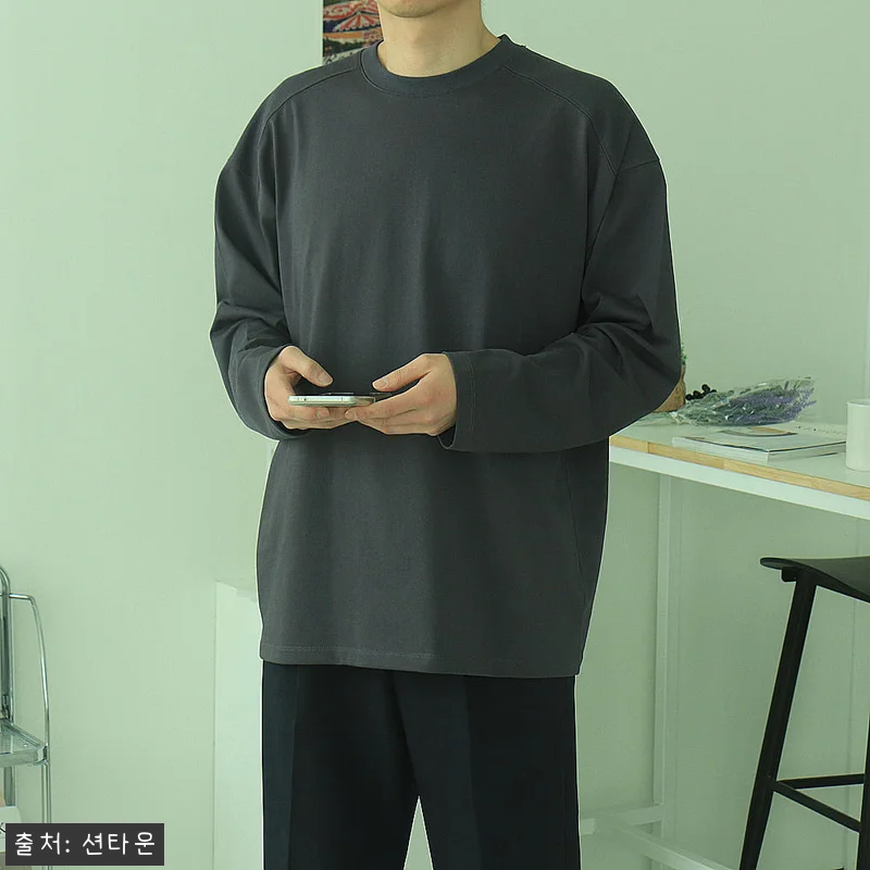 남자긴팔티 오버핏 피그먼트 이너 티셔 관련 이미지 4