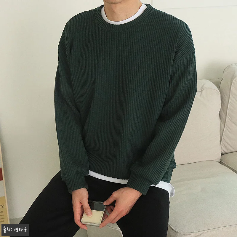 남자봄니트 오버핏 골지 커플니트 남자 관련 이미지 4