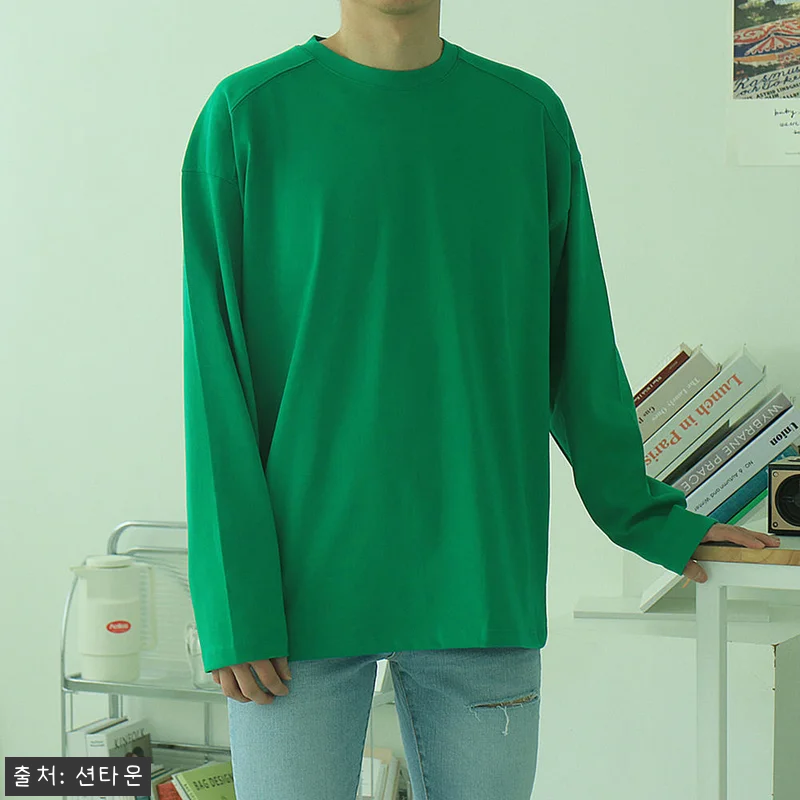남자긴팔티 오버핏 피그먼트 이너 티셔 관련 이미지 5