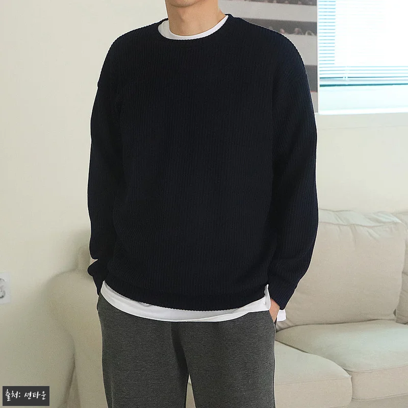 남자봄니트 오버핏 골지 커플니트 남자 관련 이미지 5