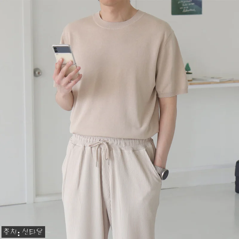 남자반팔니트 린넨니트 여름 쿨 머슬핏 관련 이미지 5