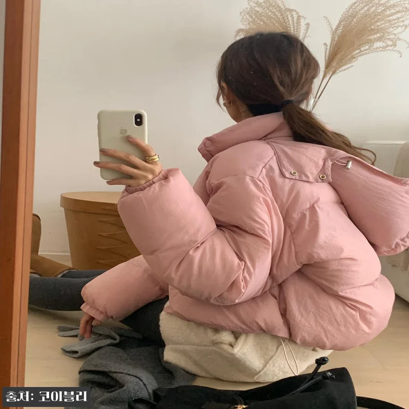 오버핏 오리털 크롭 패딩 후드 핑크, 관련 이미지 6