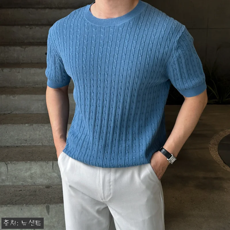남자꽈배기반팔니트 머슬핏니트 워셔블, 여름 코디에 눈길 가는 8컬러 케이블 반팔니트 16 남자꽈배기반팔니트 머슬핏니트 워셔블, 관련 이미지 6