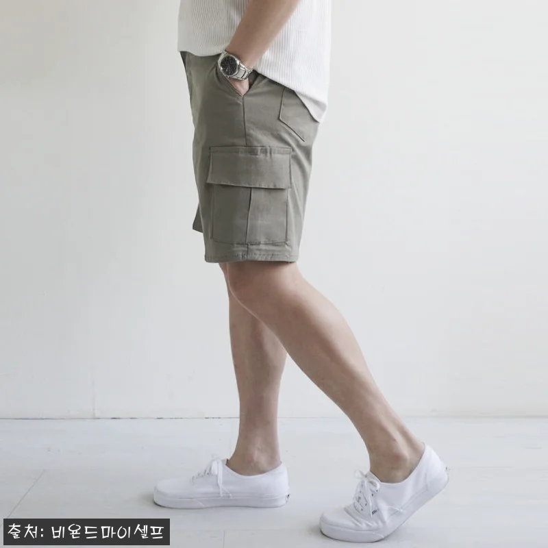남자 린넨 하프 밴딩 카고 반바지 5 관련 이미지 6