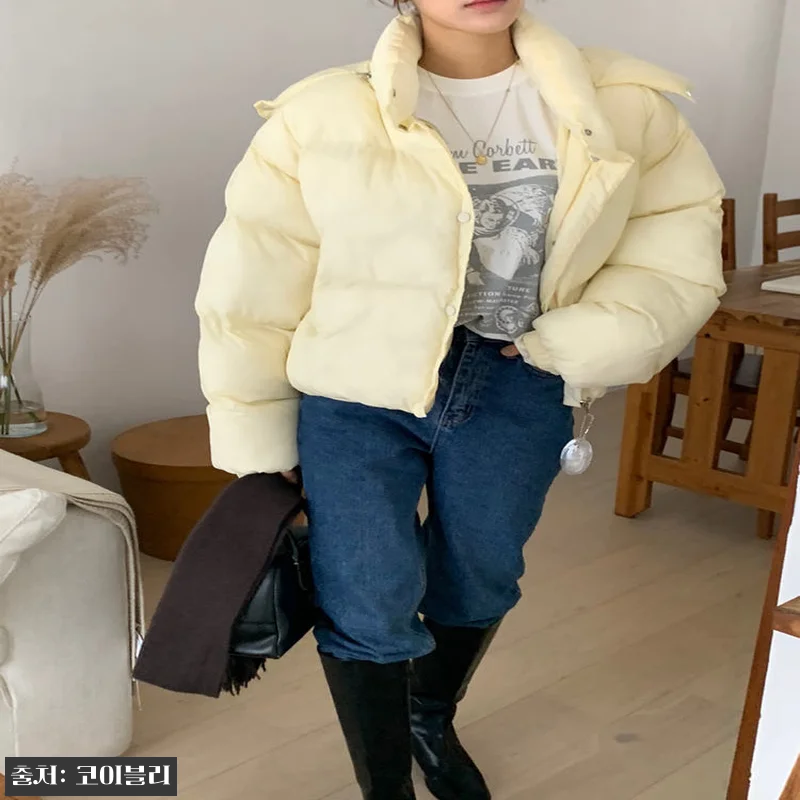 오버핏 오리털 크롭 패딩 후드 핑크, 관련 이미지 7