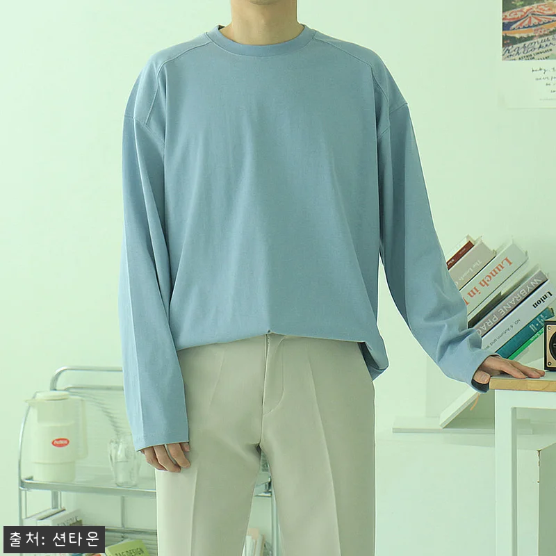 남자긴팔티 오버핏 피그먼트 이너 티셔 관련 이미지 7