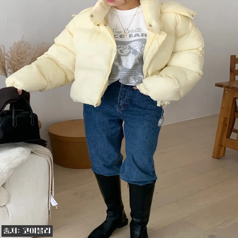 오버핏 오리털 크롭 패딩 후드 핑크, 관련 이미지 8