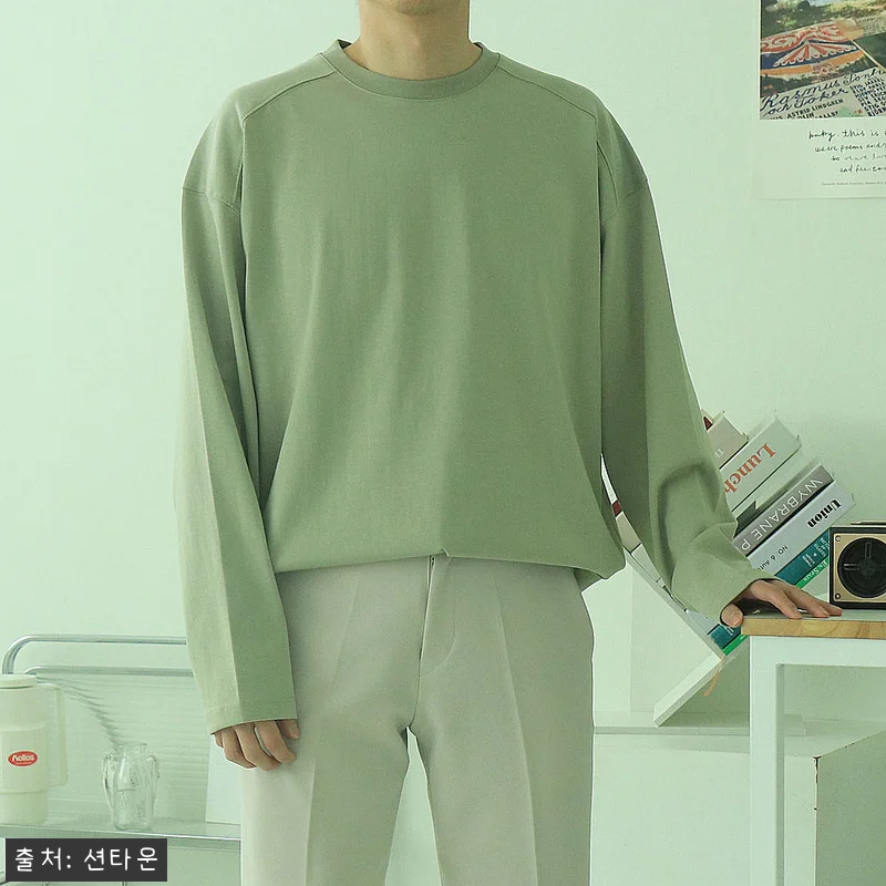 남자긴팔티 오버핏 피그먼트 이너 티셔 관련 이미지 8