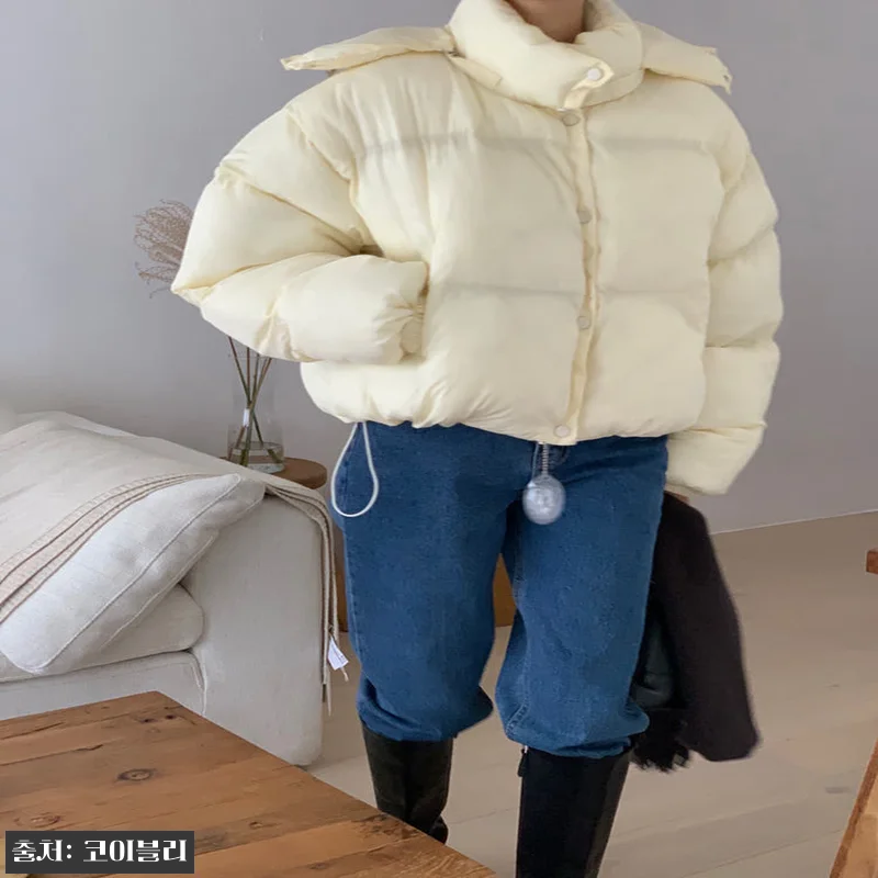 오버핏 오리털 크롭 패딩 후드 핑크, 관련 이미지 9