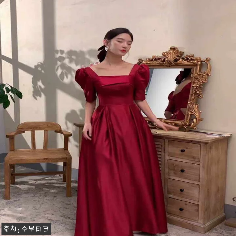 새틴 반팔 진주 브라이덜샤워 스냅촬영드레스 레드(와인), 특별한 날을 위한 구매 전 체크 후기 20 새틴 반팔 진주 브라이덜샤워 스냅촬영 관련 이미지 9