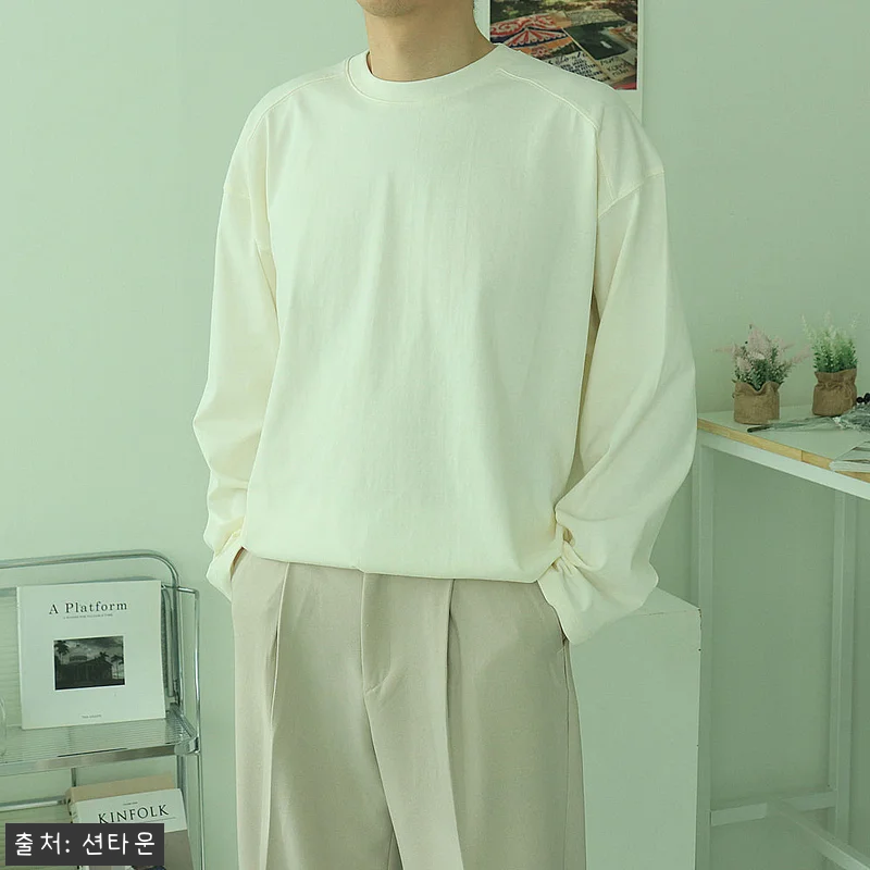 남자긴팔티 오버핏 피그먼트 이너 티셔 관련 이미지 9