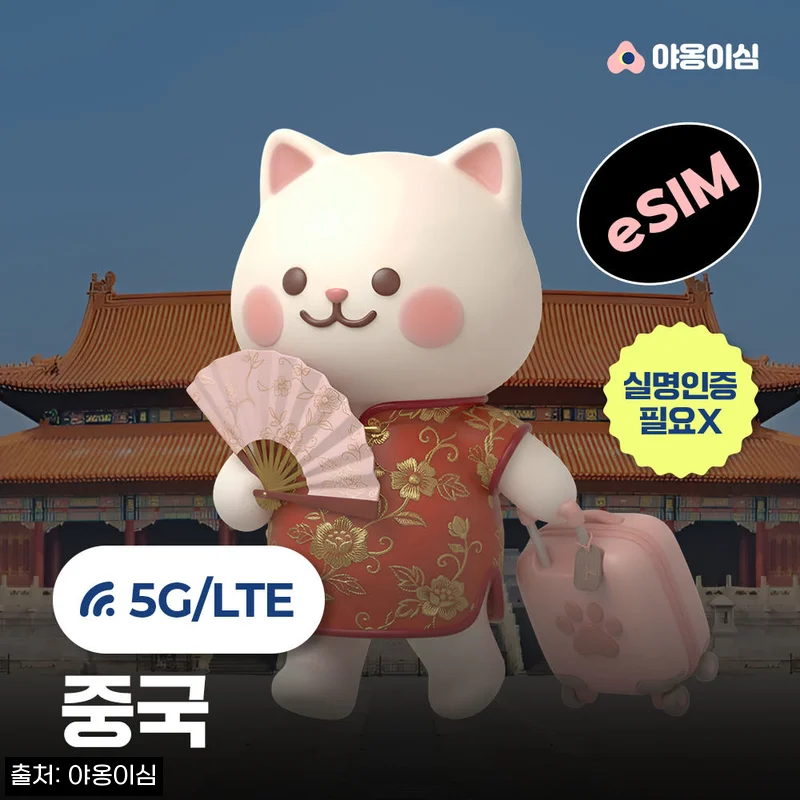 중국이심 eSIM 1일 500MB 무제한 야옹이심 원클릭설치, 90원 특가로 여행 준비하는 법