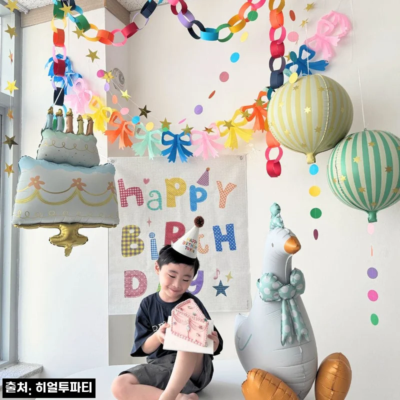 팬시파티 생일파티 이벤트 두돌생일상 아기 생일 풍선, 알록달록한 홈파티 구성 한눈에 보기