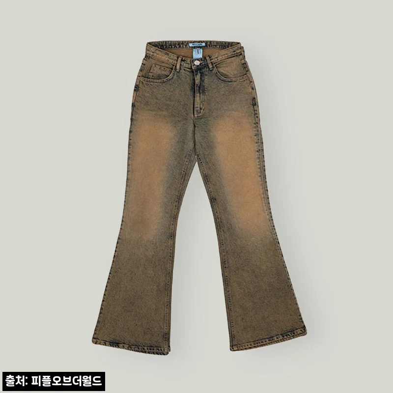 피플오브더월드 25FW 브라운워시드 부츠컷 데님팬츠, 37% 할인 중이라 눈여겨볼 타이밍