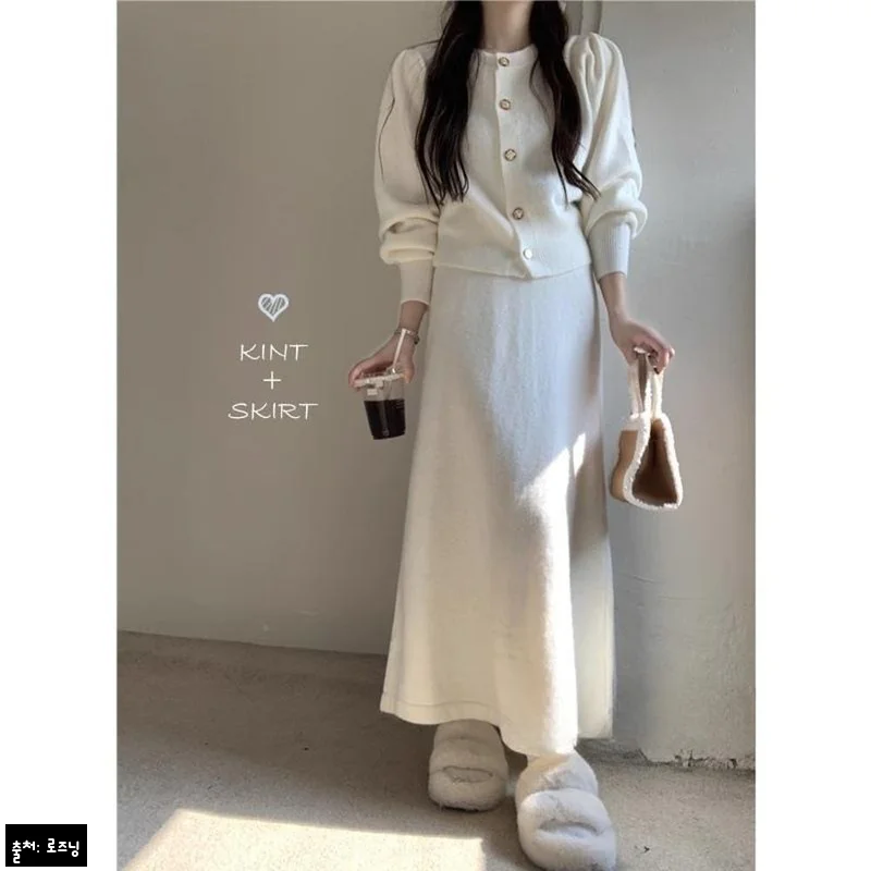 가디건 롱스커트 투피스세트, 가을 데이트룩으로 눈여겨본 32,800원 코디세트 체크후기
