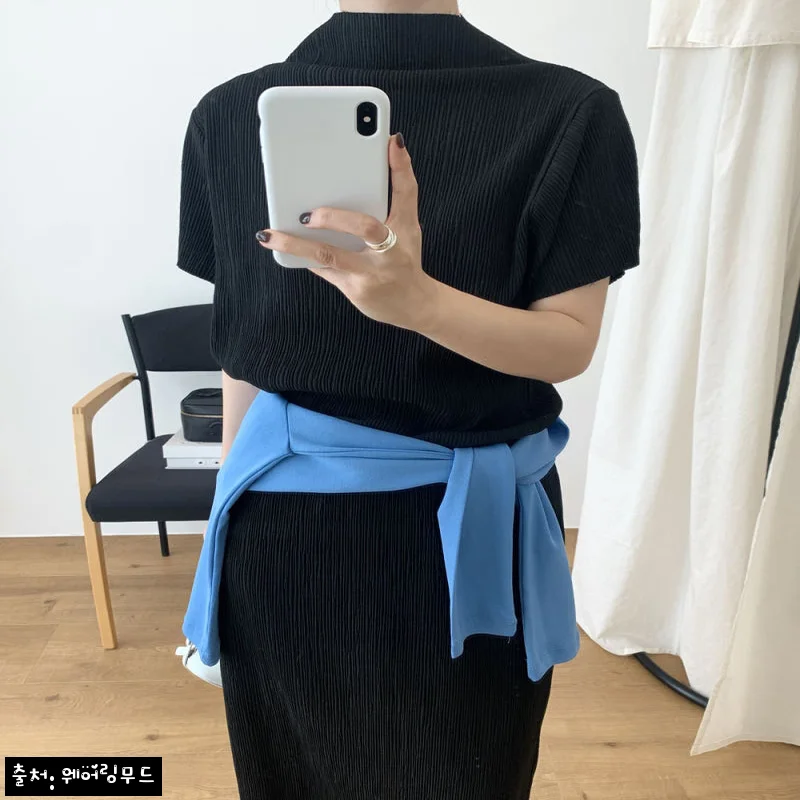 어토프 플리츠탑 반목 링클 스판 블라우스 플리츠티, 블랙 당일 옵션 확인한 구매 전 체크후기