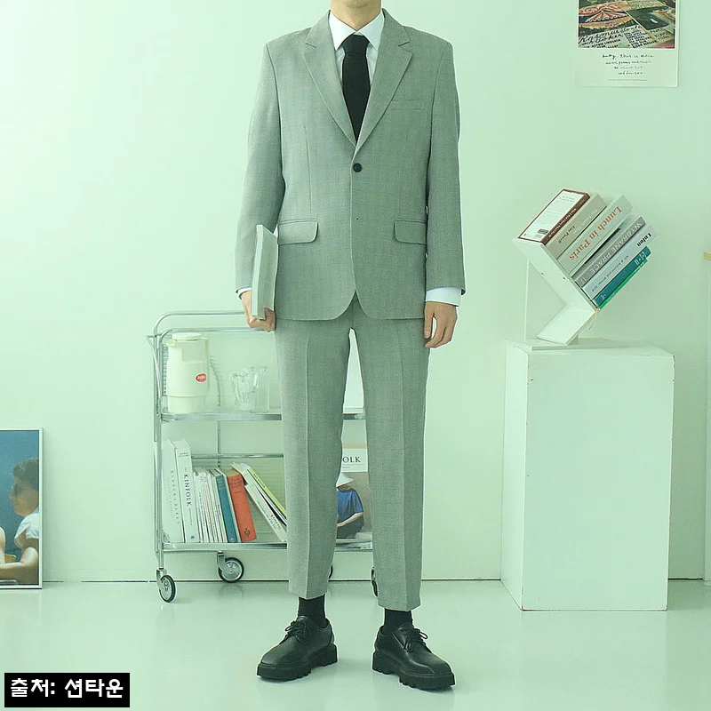 남자셋업수트 체크 링클프리 남성수트 남자정장, 간절기 댄디룩으로 눈여겨볼 이슈템