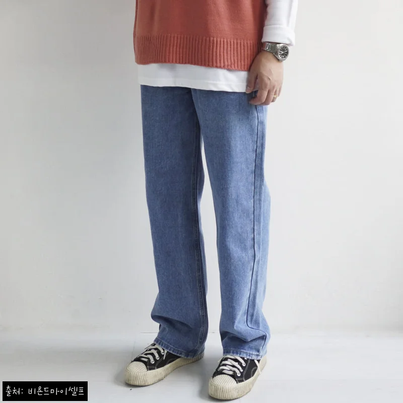 남자 스트레이트 롱 와이드 데님 팬츠 중청바지, 29,500원 무료배송으로 확인한 구매 전 체크 후기