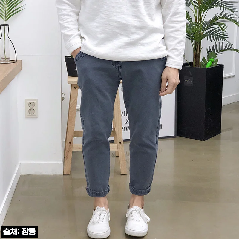 남자 면바지 빅사이즈 반밴딩 슬림 테이퍼드핏 치노팬츠, 봄·가을·겨울 데일리룩 이슈템